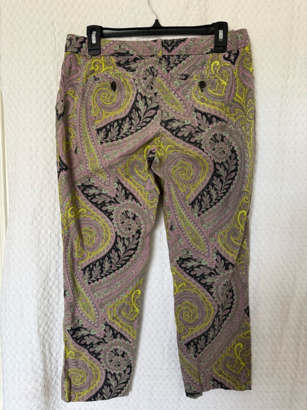 J.Crew Cafe Capri Paisley Ankle Pants Size 6 Stretch Slim Preppy Retro Statement - Picture 2 of 4